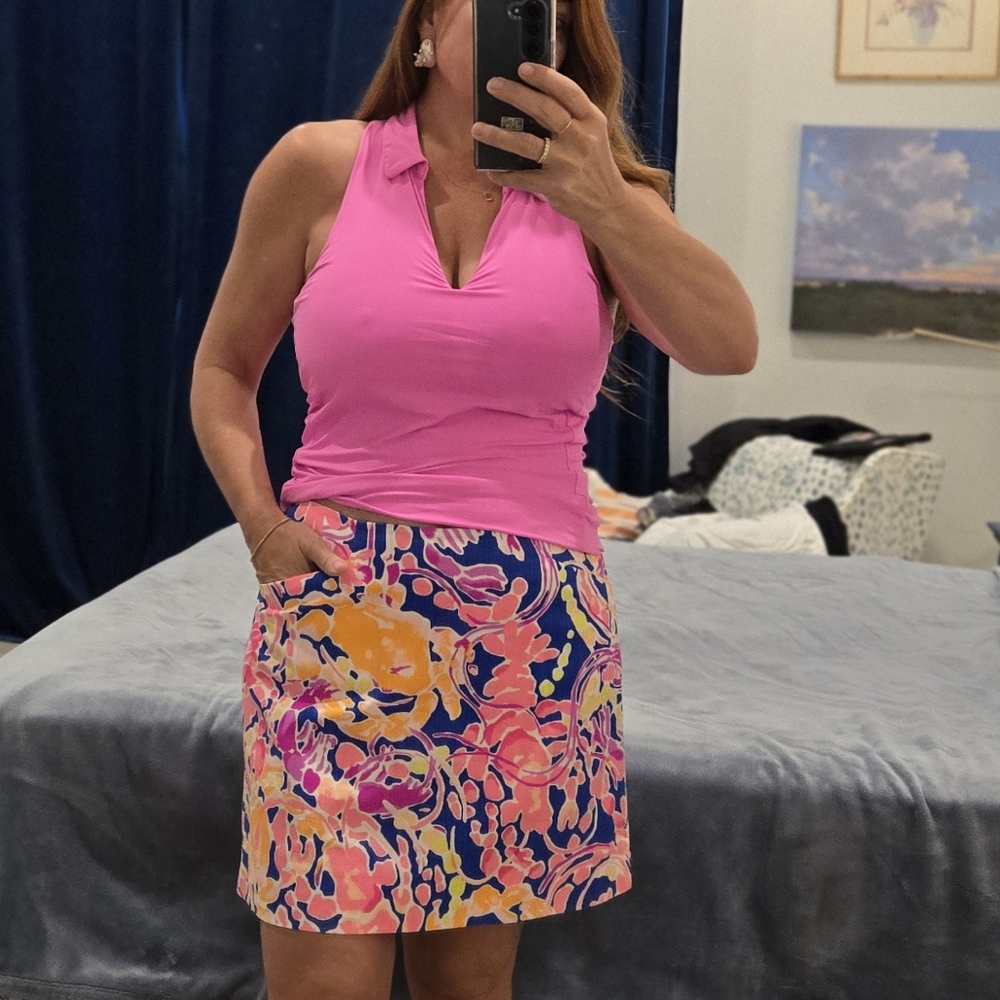 Lilly Pulitzer Pink and Orange Floral A-Line Skirt